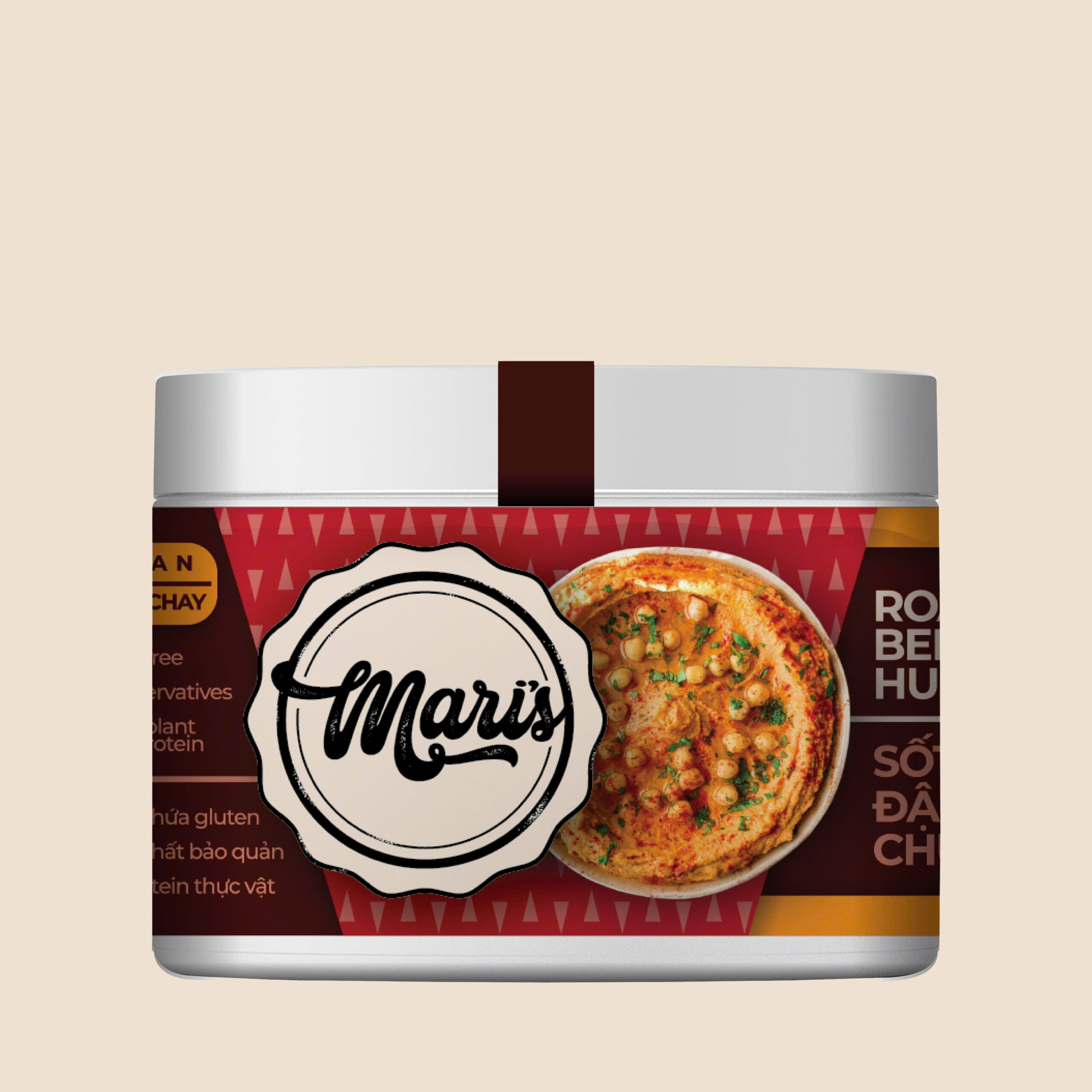 Hummus Ớt Chuông Đỏ Nướng Mari’s (Không Cay) – Hũ PET Tròn 200g